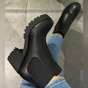 chunky rubber heel boots